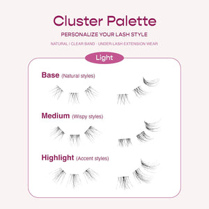 i-ENVY Cluster Palette Kit, DIY Lash Makeup, Customizable Under Lash Extension Layering All in One Convenience, Mini Applicator & Mascabond Glue Included (Light)