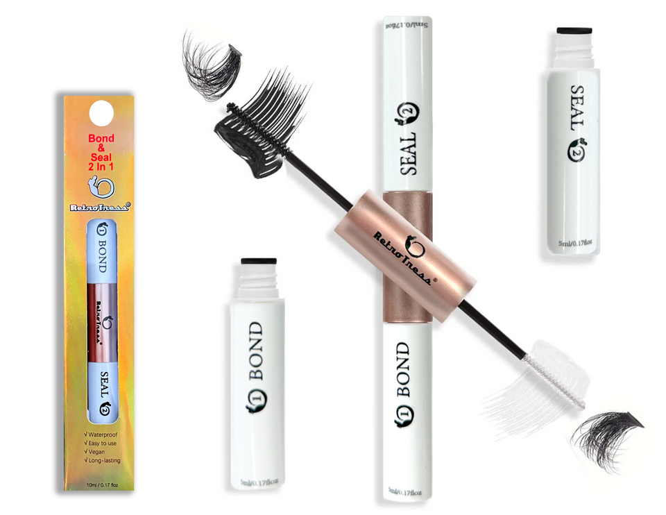 RETROTRESS - Bond &Seal  CURLY SUE Lash Cluster Glue 10ml, Waterproof Bond and Seal Lash Glue, Long Lasting cluster lash glue, 2 in 1 Eyelash glue
