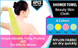 loyal Plus 4pcs Beauty Skin Bath Wash Towel Long Exfoliating Nylon Bath Cloth Towel