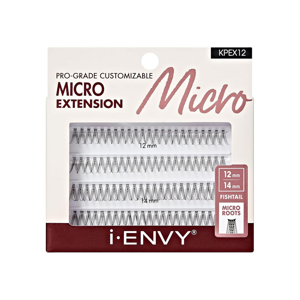 i•ENVY Lash Clusters,12+14mm (Fishtail) Micro-Root Eyelash Extension, Pro-Grade Customizable Individual Cluster Lashes Kit, Easy To Apply, Lightweight, Tapered-End Natural False Lashes