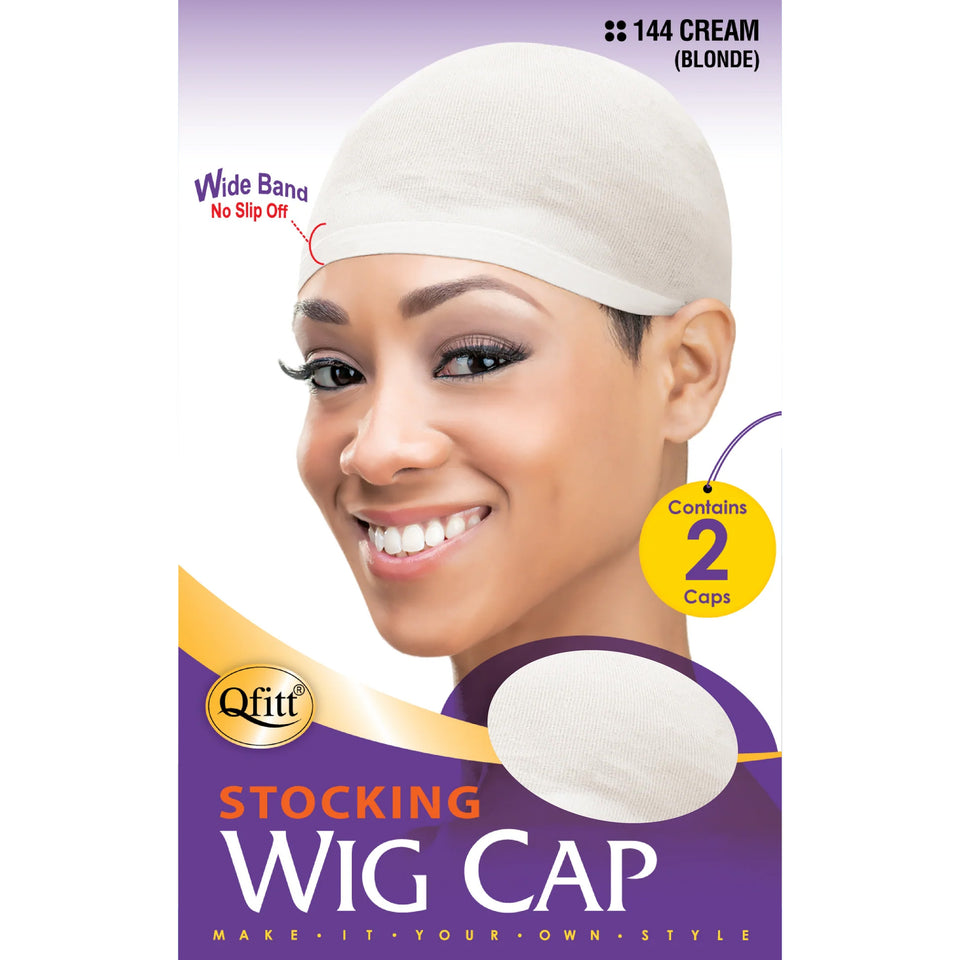 12PACK -Qfitt Stocking Wig Caps Stretch  Wide Band No Slip Off