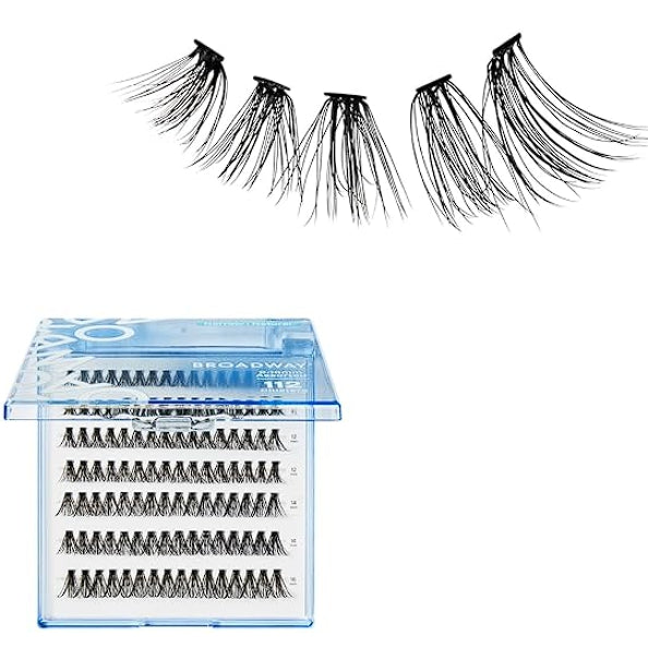 Broadway Lash Clusters, 9-16mm Assorted Trendy False Eyelashes, Customizable DIY Individual Lash Extensions for Beginners, Lightweight & Comfortable Wide Band, Great for Everyday Glam
