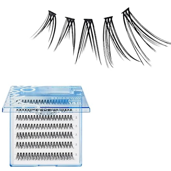Broadway Lash Clusters, 9-16mm Assorted Trendy False Eyelashes, Customizable DIY Individual Lash Extensions for Beginners, Lightweight & Comfortable Wide Band, Great for Everyday Glam