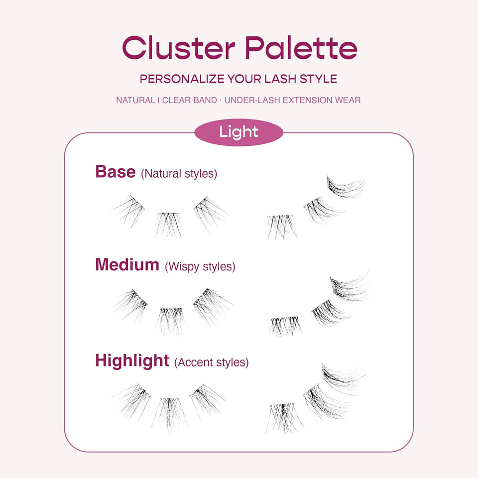 i-ENVY Cluster Palette Kit, DIY Lash Makeup, Customizable Under Lash Extension Layering All in One Convenience, Mini Applicator & Mascabond Glue Included (Light)