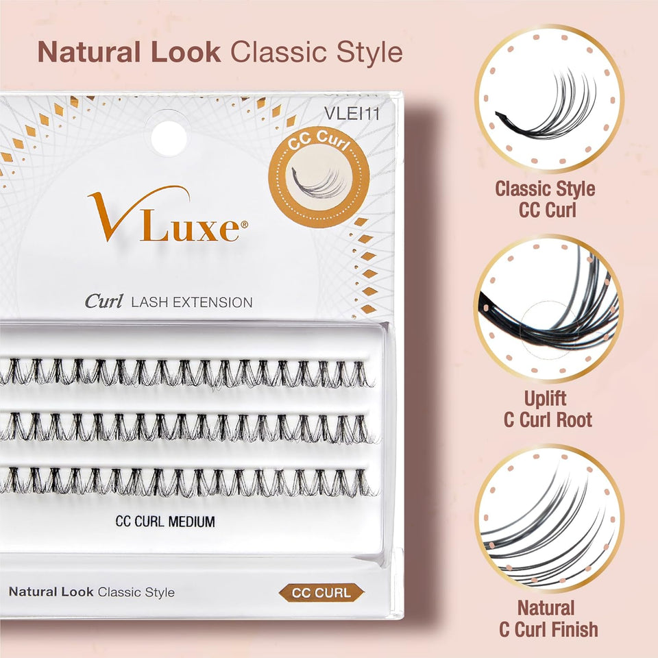 i•ENVY DIY Eyelash Extension  VLuxe CC Curl Lash Cluster Eyelash Extensions, Classic Style 20D Volume Individual False Eyelash for Professionals, Enhanced Natural Look for Uplifted Eyes, DIY Easy Application & Comfortable Wear