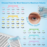 Broadway Lash Clusters, 9-16mm Assorted Trendy False Eyelashes, Customizable DIY Individual Lash Extensions for Beginners, Lightweight & Comfortable Wide Band, Great for Everyday Glam