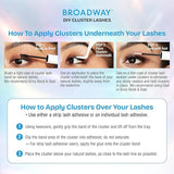 Broadway Lash Clusters, 9-16mm Assorted Trendy False Eyelashes, Customizable DIY Individual Lash Extensions for Beginners, Lightweight & Comfortable Wide Band, Great for Everyday Glam