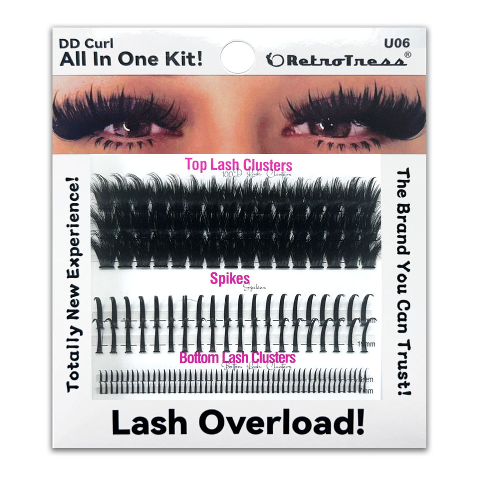 ALL IN ONE KIT -DD CURL TOP LASH CLUSTERS +SPIKES + BOTTOM LASH  CLUSTERS 3 IN ONE BOX