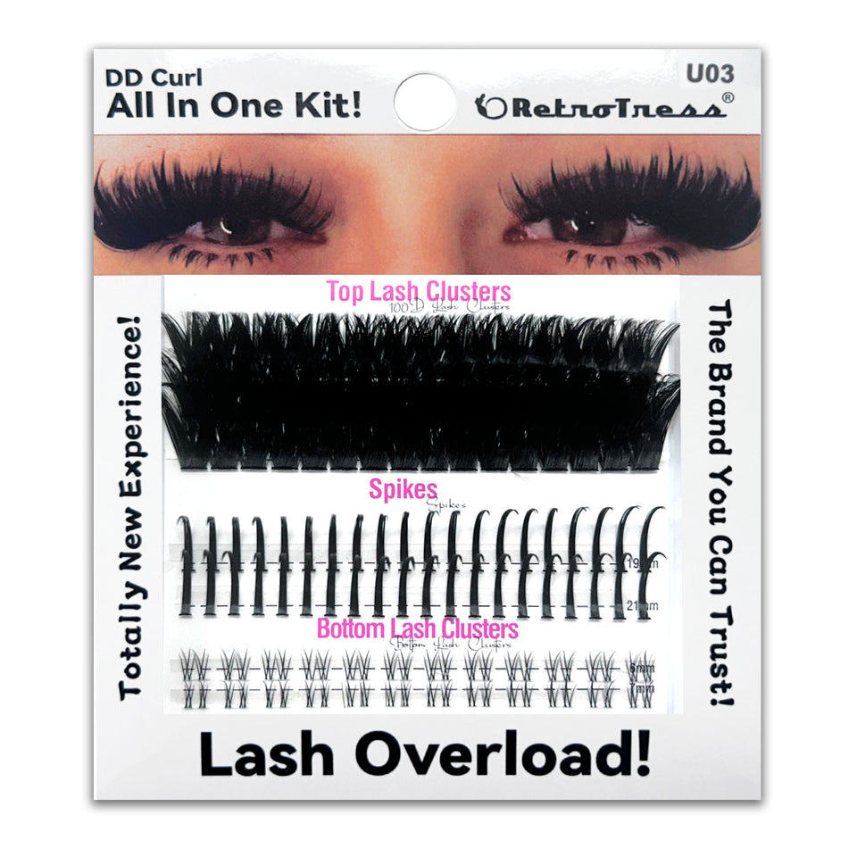 ALL IN ONE KIT -DD CURL TOP LASH CLUSTERS +SPIKES + BOTTOM LASH  CLUSTERS 3 IN ONE BOX