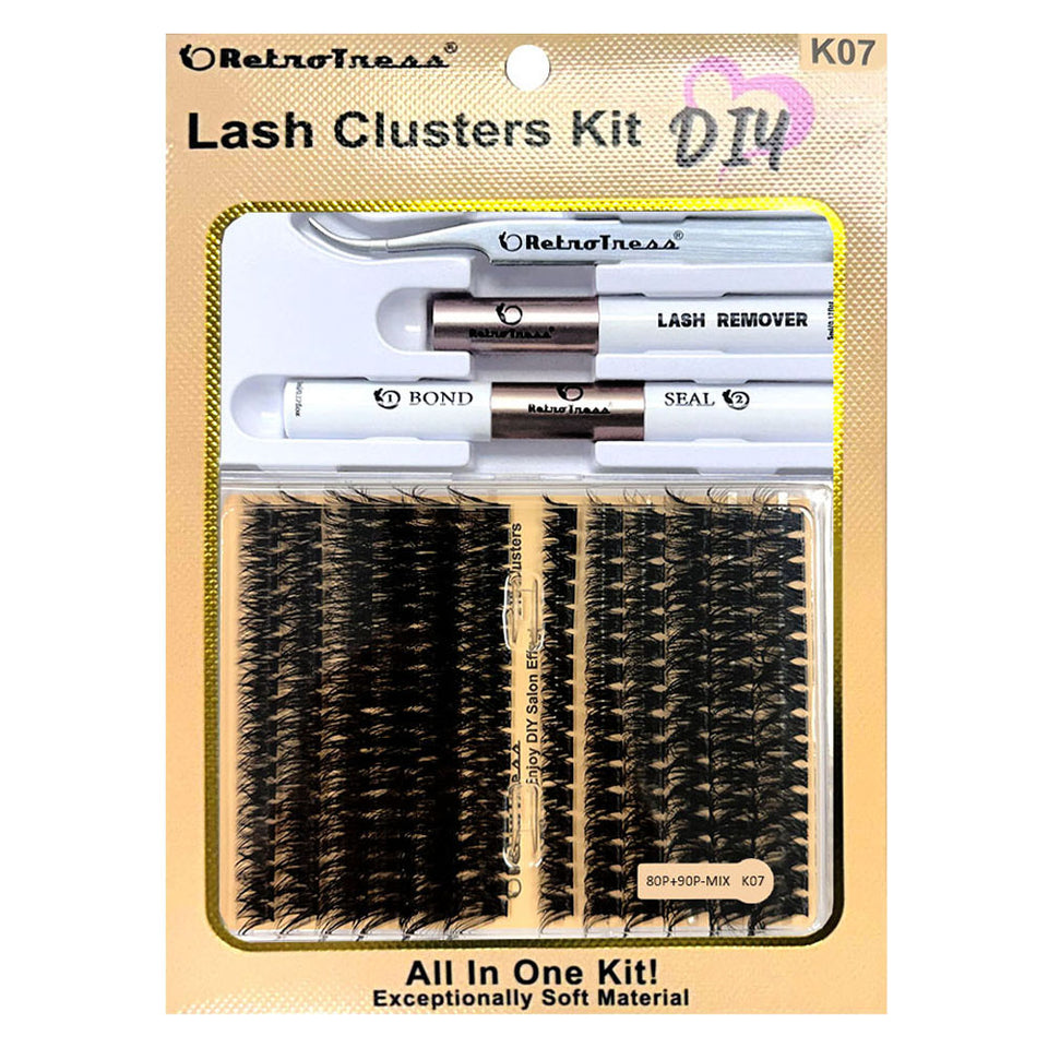 DIY Retrotress Lash Extension Mix styles Lash Clusters Individual Explosive eyelashes with Bond&Seal Remover Tweezers