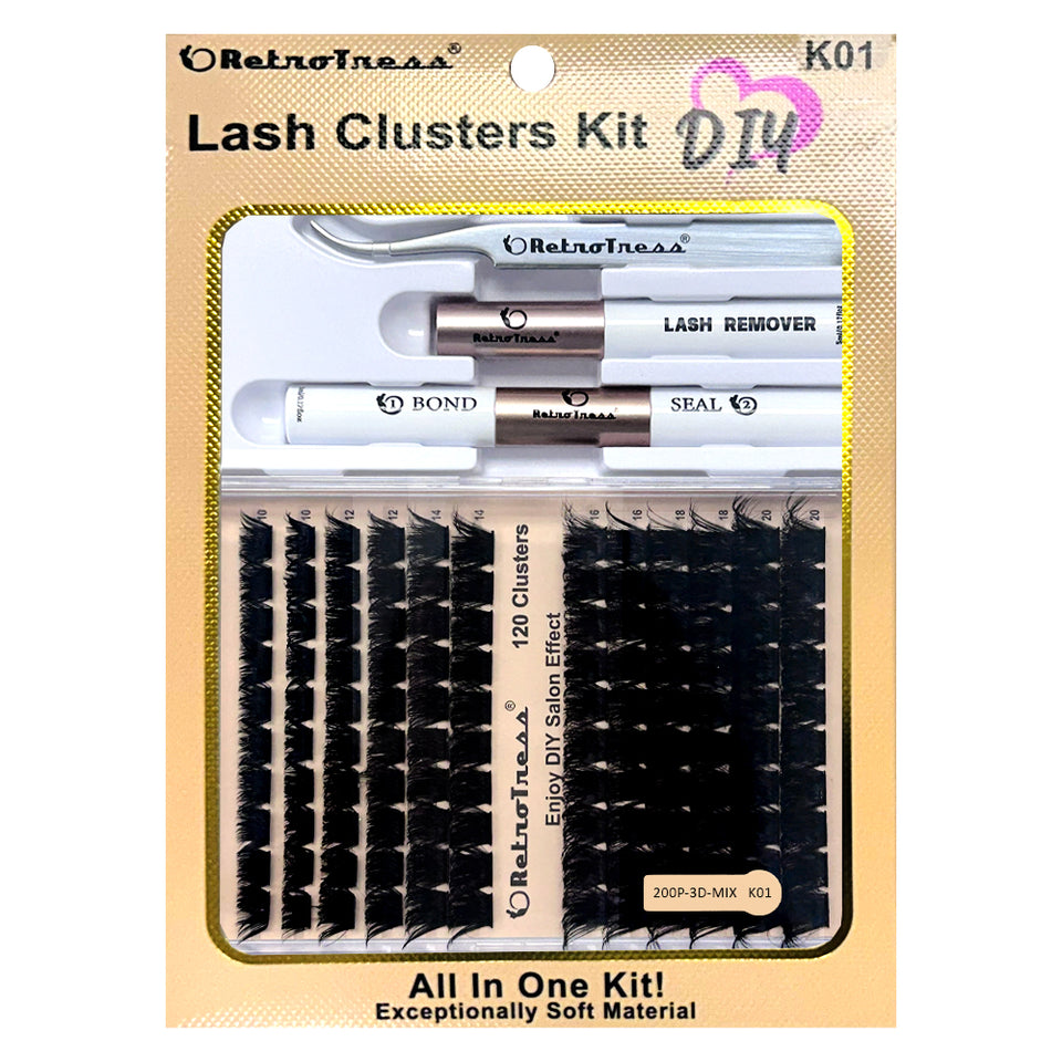 DIY Retrotress Lash Extension Mix styles Lash Clusters Individual Explosive eyelashes with Bond&Seal Remover Tweezers