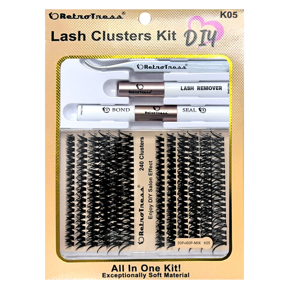 DIY Retrotress Lash Extension Mix styles Lash Clusters Individual Explosive eyelashes with Bond&Seal Remover Tweezers
