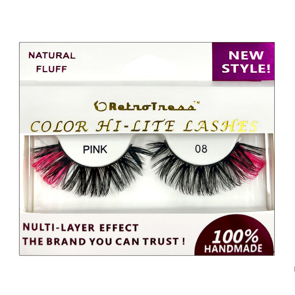 RetroTress  COLOR HI LITE LASHES-PINK Party Special Eyelashes