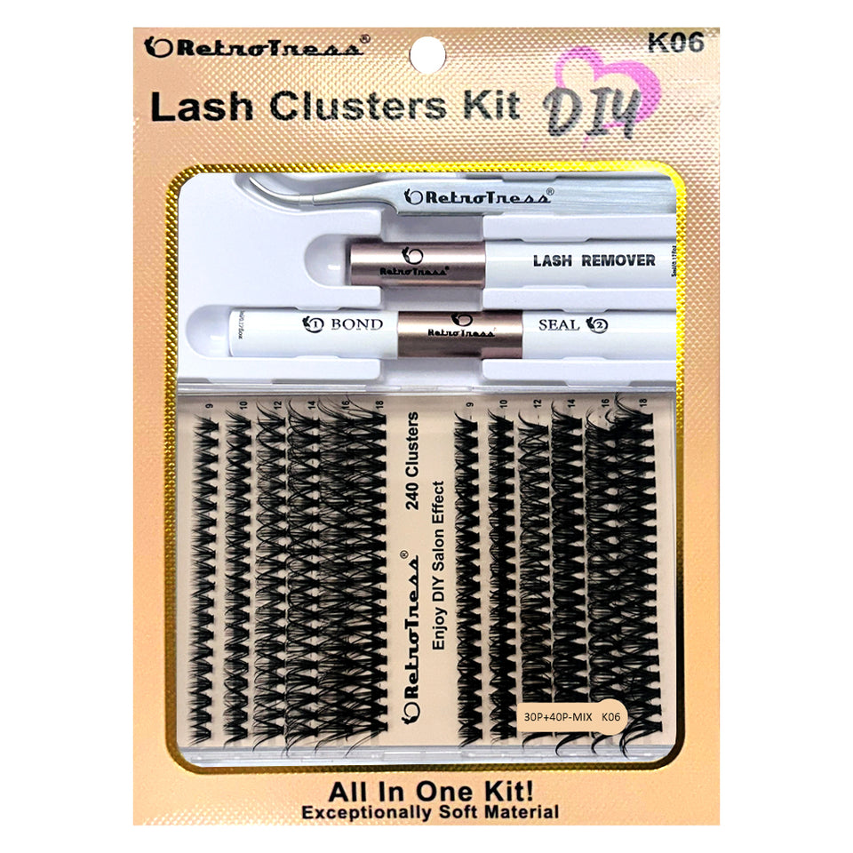 DIY Retrotress Lash Extension Mix styles Lash Clusters Individual Explosive eyelashes with Bond&Seal Remover Tweezers