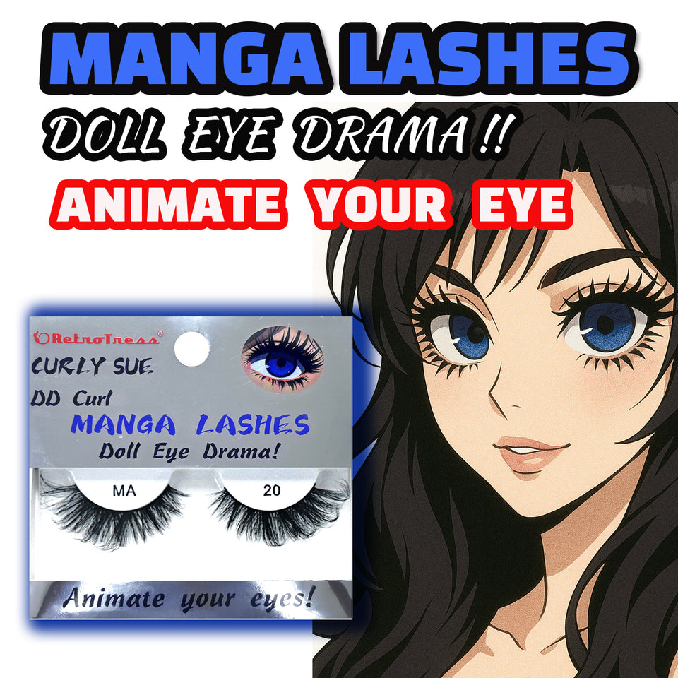RETROTRESS CURLY SUE MANGA  EYE LASHES DOLL EYE ANIMATE YOUR EYES !