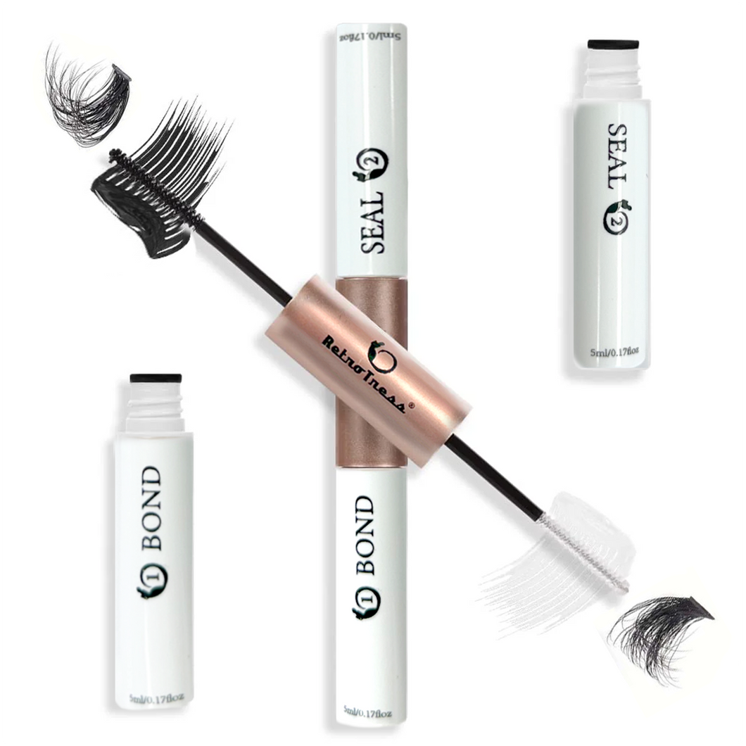 RETROTRESS - Bond &Seal  CURLY SUE Lash Cluster Glue 10ml, Waterproof Bond and Seal Lash Glue, Long Lasting cluster lash glue, 2 in 1 Eyelash glue