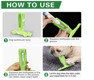 Dog Toothbrush, Dog Teeth Cleaning Toothbrush Chew Toys Puppy Dental Care Brushing Cleaning Stick Natural Rubber Bite Resistant