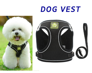 Dog Cat Harness and Leash Set No-Pull Breathable Soft Mesh Puppy Vest Harness Reflective Adjustable Pet Harnesses for Dogs and Cats