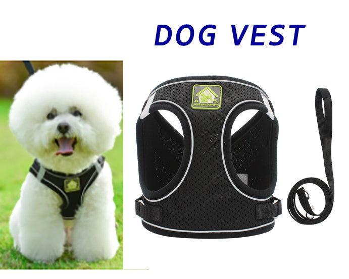 Dog Cat Harness and Leash Set No-Pull Breathable Soft Mesh Puppy Vest Harness Reflective Adjustable Pet Harnesses for Dogs and Cats