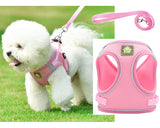 Dog Cat Harness and Leash Set No-Pull Breathable Soft Mesh Puppy Vest Harness Reflective Adjustable Pet Harnesses for Dogs and Cats