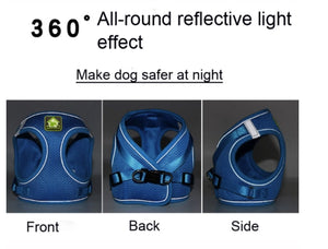 Dog Cat Harness and Leash Set No-Pull Breathable Soft Mesh Puppy Vest Harness Reflective Adjustable Pet Harnesses for Dogs and Cats