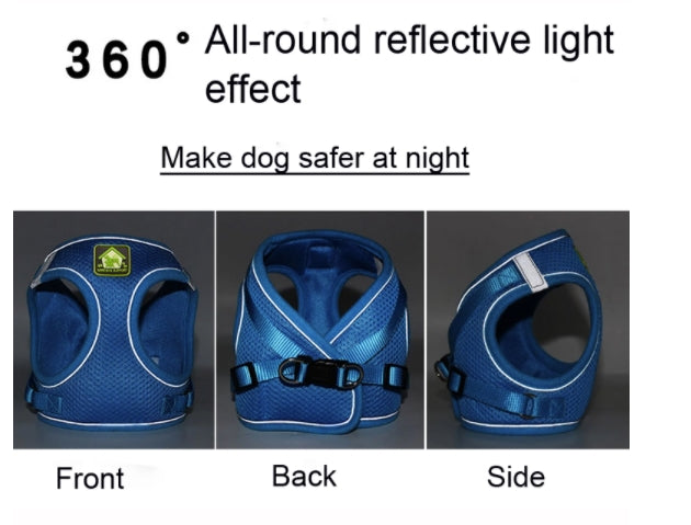 Dog Cat Harness and Leash Set No-Pull Breathable Soft Mesh Puppy Vest Harness Reflective Adjustable Pet Harnesses for Dogs and Cats