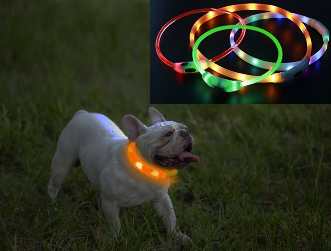 LED Dog Collar, USB Rechargeable ,for Night Safety