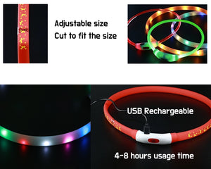 LED Dog Collar, USB Rechargeable ,for Night Safety