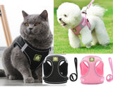 Dog Cat Harness and Leash Set No-Pull Breathable Soft Mesh Puppy Vest Harness Reflective Adjustable Pet Harnesses for Dogs and Cats