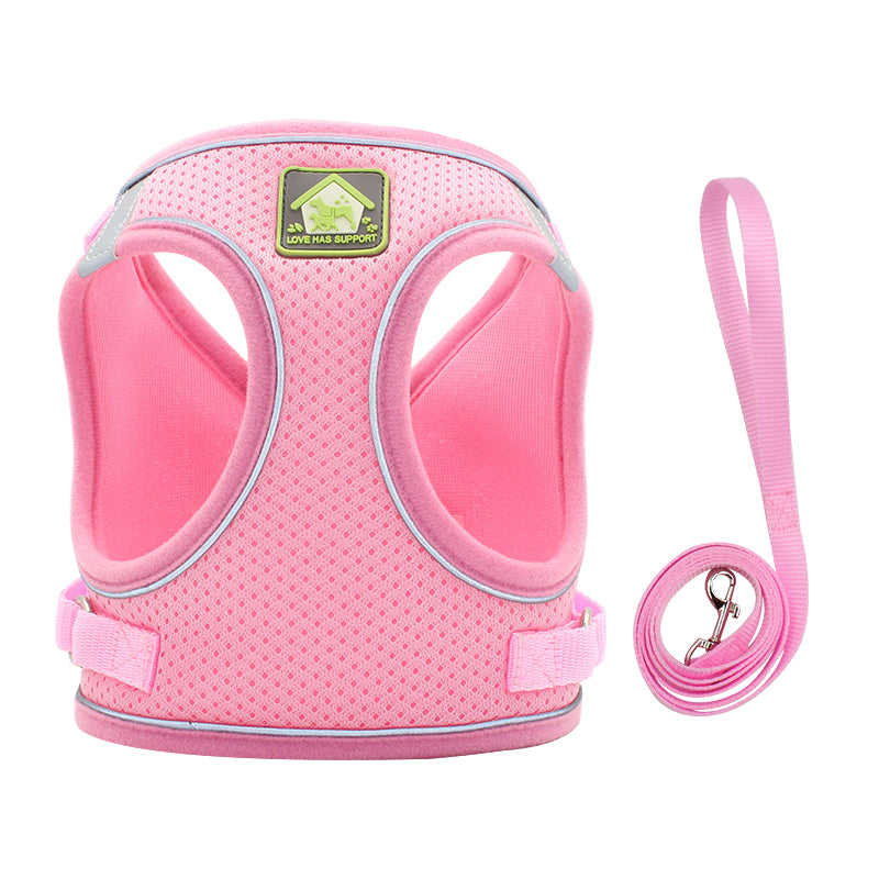 Dog Cat Harness and Leash Set No-Pull Breathable Soft Mesh Puppy Vest Harness Reflective Adjustable Pet Harnesses for Dogs and Cats