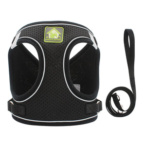 Dog Cat Harness and Leash Set No-Pull Breathable Soft Mesh Puppy Vest Harness Reflective Adjustable Pet Harnesses for Dogs and Cats