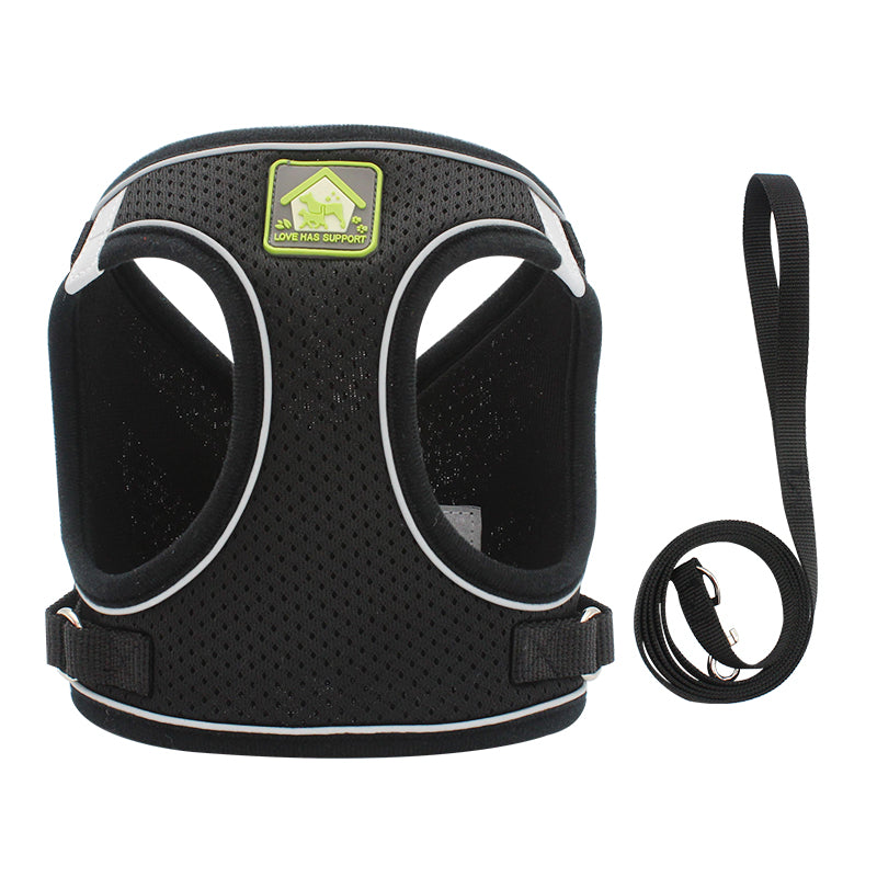 Dog Cat Harness and Leash Set No-Pull Breathable Soft Mesh Puppy Vest Harness Reflective Adjustable Pet Harnesses for Dogs and Cats