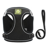 Dog Cat Harness and Leash Set No-Pull Breathable Soft Mesh Puppy Vest Harness Reflective Adjustable Pet Harnesses for Dogs and Cats