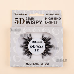 RetroTress 5D 22mm Wispy High-End Lashes Mink Eyelashes HAND MADE  Bulk Variety Mixed Dramatic Long Soft Fluffy Wispy Bold Big False Eyelashes Makeup
