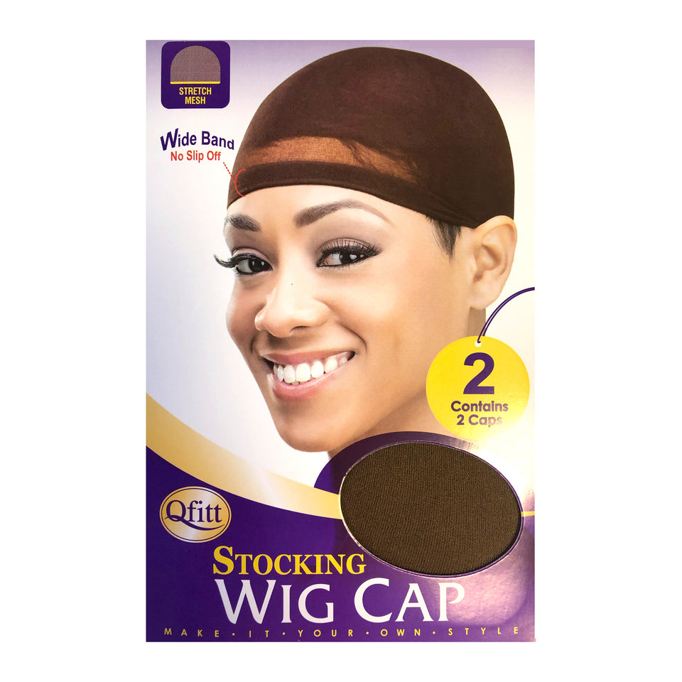 12PACK -Qfitt Stocking Wig Caps Stretch  Wide Band No Slip Off